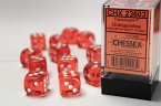 Translucent 16mm d6 Orange/white Dice Block (12 dice)