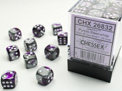 GeminiŽ 12mm d6 Purple-Steel/white Dice Block (36 dice)