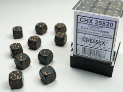 Opaque 12mm d6 Dark Grey/copper Dice Block (36 dice)