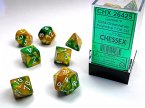 GeminiŽ Polyhedral Gold-Green/white 7-Die Set