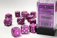 Opaque 16mm d6 Lt Purple/white Dice Block (12 dice)