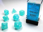 Frosted Polyhedral Teal/white 7-Die Set