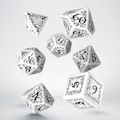 Elvish White & black Dice Set (7)