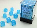 Frosted 16mm d6 Caribbean Blue/white Dice Block (12 dice)