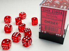 Translucent 12mm d6 Red/white Dice Block (36 dice)