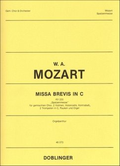 Cover Missa brevis C-Dur KV220 für gem Chor, Orchester und Orgel Partitur (=Orgelstimme)