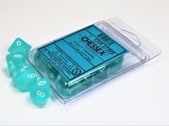 Frosted Teal/white Set of Ten d10s