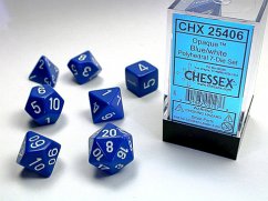 Opaque Polyhedral Blue/white 7-Die Set