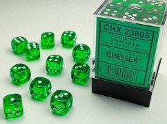 Translucent 12mm d6 Green/white Dice Block (36 dice)