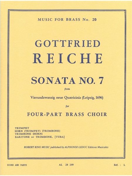 REICHE/KING SONATA N07 BRASS QUARTET/ORGAN/SCORE/PARTS(PTION/PTIES)MFB020 REICHE/KING SONATA N07 BRASS QUARTET/ORGAN/SCORE/PARTS(PTION/PTIES)MFB020