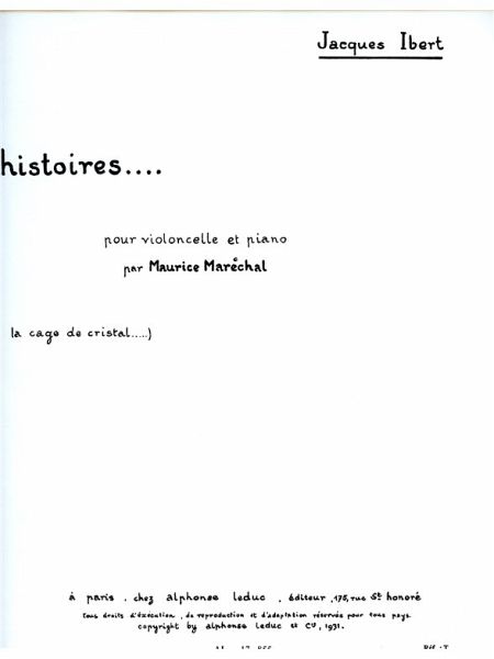 La cage de cristal pour violoncelle et piano