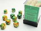 GeminiŽ 12mm d6 Gold-Green/white Dice Block (36 dice)