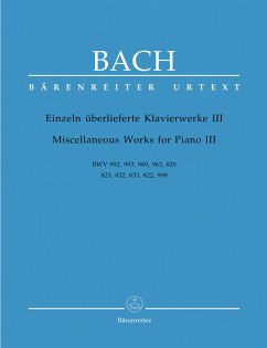 Cover Einzeln überlieferte Klavierwerke Band 3 BWV992, 993, 989, 963, 820, 823, 832, 833, 822, 998