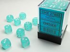 Frosted 12mm d6 Teal/white Dice Block (36 dice)