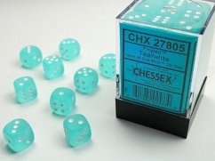 Frosted 12mm d6 Teal/white Dice Block (36 dice)