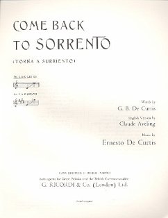 Come back to Sorrento: für Gesang und Klavier (en/it, C-Dur, tief)