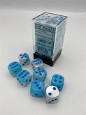 GeminiŽ 16mm d6 Pearl Turquoise-White/blue Luminary Dice Block (12 dice)