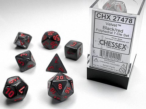 VelvetŽ Polyhedral Black/red 7-Die Set VelvetŽ Polyhedral Black/red 7-Die Set