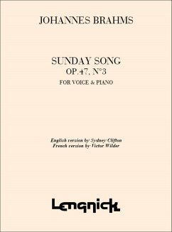 Cover Johannes Brahms Sunday Opus 47/3 Nr 1for High Voice Song High Voice