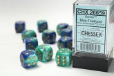 GeminiŽ 16mm d6 Blue-Teal/gold Dice Block (12 dice) GeminiŽ 16mm d6 Blue-Teal/gold Dice Block (12 dice)
