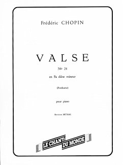 Cover Frédéric Chopin, Valse No. 28 En Fa Dičse Mineur Klavier Buch