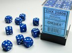 Opaque 12mm d6 Blue/white Dice Block (36 dice)