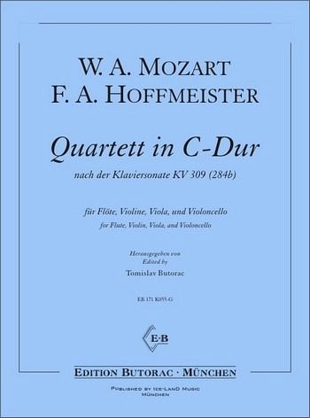 K055G Quartett C-Dur nach der Klaviersonate KV309 für Flöte, Violine, Viola und Violoncello