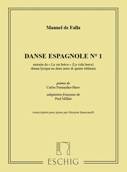 Danse espagnole no.1 tirées de La vie breve pour piano