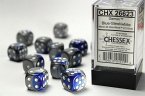 GeminiŽ 16mm d6 Blue-Steel/white Dice Block (12 dice)