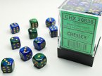 GeminiŽ 12mm d6 Blue-Green/gold Dice Block (36 dice)