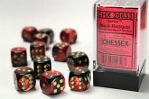 GeminiŽ 16mm d6 Black-Red/gold Dice Block (12 dice)