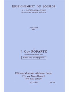 Cover ROPARTZ 25 LECONS DE SOLFEGE VOLUME 1:CLE DE SOL SANS ACCOMPAGNEMENT