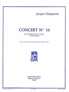 Cover CHARPENTIER J. CONCERT N010 (CLARINETTE SIB ET CORDES) CLARINETTE ET PIANO (1ER MOUVEMENT)