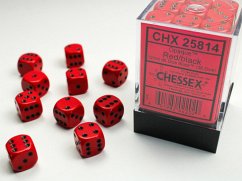 Opaque 12mm d6 Red/black Dice Block (36 dice)