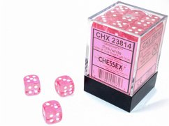 Translucent 12mm d6 with pips Dice Blocks (36 Dice) Pink w/white