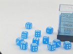 Frosted 12mm d6 Caribbean Blue/white Dice Block (36 dice)