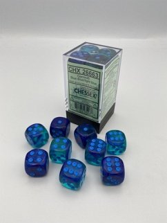 GeminiŽ 16mm d6 Blue-Blue/light blue Luminary Dice Block (12 dice)