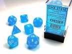 Frosted Polyhedral Caribbean Blue/white 7-Die Set