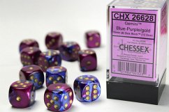 GeminiŽ 16mm d6 Blue-Purple/gold Dice Block (12 dice)