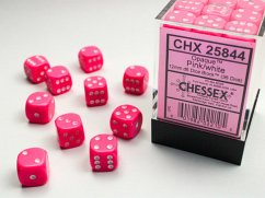 Opaque 12mm d6 Pink/white Dice Block (36 dice)