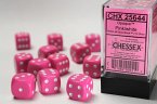 Opaque 16mm d6 Pink/white Dice Block (12 dice)