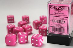 Opaque 16mm d6 Pink/white Dice Block (12 dice)