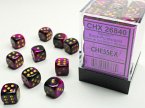 GeminiŽ 12mm d6 Black-Purple/gold Dice Block (36 dice)