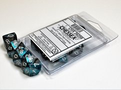 GeminiŽ Steel-Teal/white Set of Ten d10s