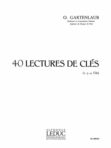 GARTENLAUB 40 LECTURES DE CLES 2, 3 OU 4 CLES
