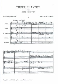 3 Shanties for wind quintet (flute, oboe, clarinet, bassoon, horn) score