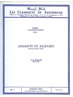 Cover Andante et Allegro de sonate no.1 pour violon et piano pour saxophone alto et piano