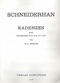 Cover Kadenzen zum Violinkonzert KV216 Schneiderhan, Wolfgang, bearb.