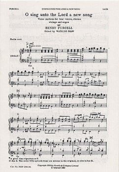 O sing unto the Lord a new Song for mixed chorus, strings and organ vocal score
