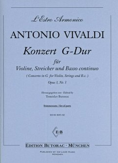 Vivaldi Antonio Konzert G-Dur op 3/3 Stimmensatz - Violine und Streichorchester